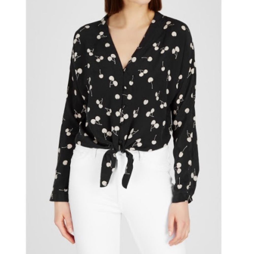 Rails Cherry print 100% silk blouse🍒